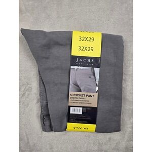 Jachs New York 5 Pocket Pant Mens 32x29 Gray Straight Fit Flex Stretch